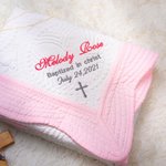 Gepersonaliseerde Baby Lichtgewicht Geborduurde Katoenen Doop Deken
