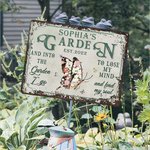 Personalized Retro Floral and Insect and Animal Iron Garden Sign