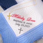 Gepersonaliseerde Baby Lichtgewicht Geborduurde Katoenen Doop Deken