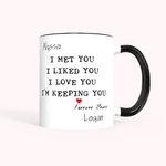 Personalized Couple Cartoon Image  I Love You Mug with Black Handle Valentine's Day Gift for Couple
