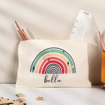 Personalized Canvas Rainbow Pencil Case with Name for School Stationery