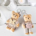 Porte-clés d'Ours en Peluche Personnalisé avec Nom Cadeau de Fête Prénatale pour Bébé Fille Garçon