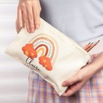 Personalized Canvas Rainbow Pencil Case with Name for School Stationery