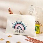 Personalized Canvas Rainbow Pencil Case with Name for School Stationery