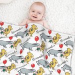Personalized Classic Winnie the Pooh Soft Blanket with Name Gift for Baby