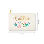 Personalized Rose Pattern Makeup Bag with Name for Wedding Birthday Gift