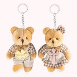 Porte-clés d'Ours en Peluche Personnalisé avec Nom Cadeau de Fête Prénatale pour Bébé Fille Garçon