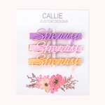 Set de 3 pinces à cheveux en acrylique avec nom personnalisé