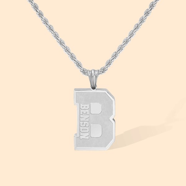 Personalised Stainless Steel Sport Necklace with Initial and Name