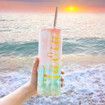 Personalisierte 20 OZ Edelstahl Gradient Farbe Becher mit Deckel und Strohhalme