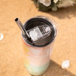 Personalisierte 20 OZ Edelstahl Gradient Farbe Becher mit Deckel und Strohhalme