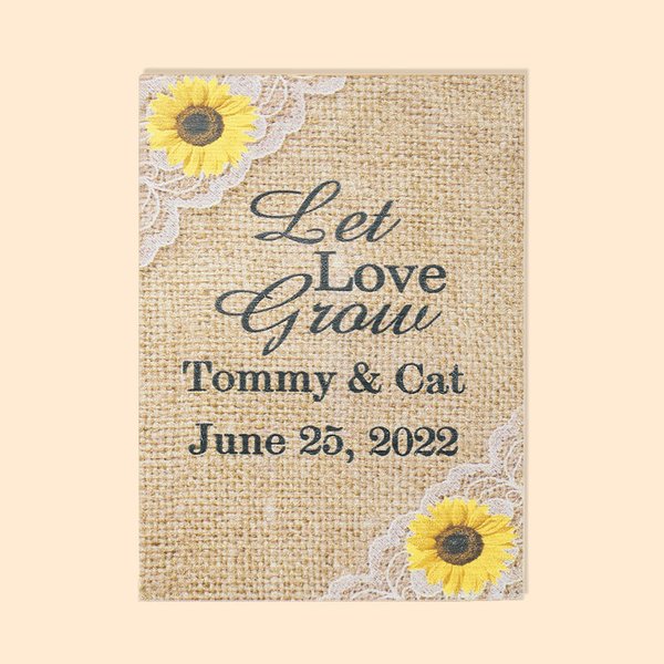 Personalised Sunflower and Lace Kraft Paper Seed Packets Wedding Favors 10 PCS
