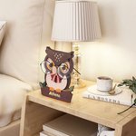 Porte-lunettes Hibou en Bois avec Nom Personnalisé Cadeau pour Bureau