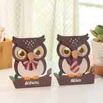 Porte-lunettes Hibou en Bois avec Nom Personnalisé Cadeau pour Bureau