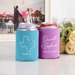 Personalized US State Map Beer Can Cooler for Wedding