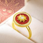 Personalized Sun Pattern Gemstone Anxiety Ring