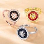 Personalized Sun Pattern Gemstone Anxiety Ring