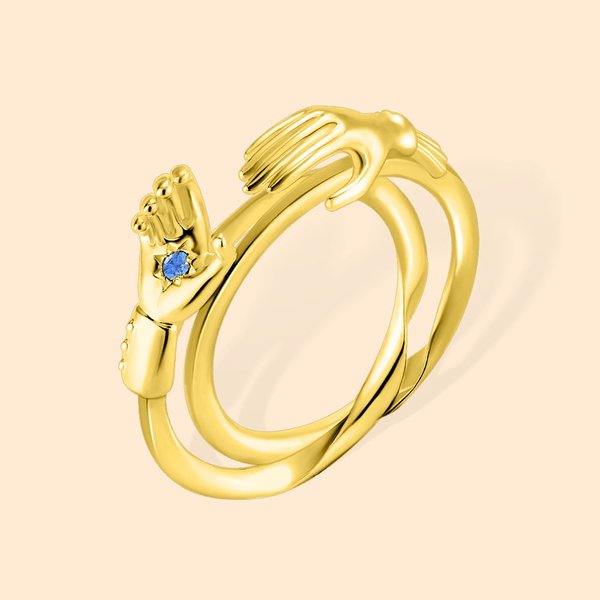 Bague Fede Personnalisée avec Pierre de Naissance Bague de Foi pour Mariés Cadeau de Mariage