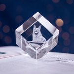 Regalo personalizzato in cristallo cubo inciso con foto 3D per la persona amata
