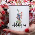 Personalized Birth Flower Bouquet 11oz Ceramic Coffee Mug Mother's Day Birthday Gift for Grandma Mom