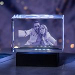 Personalized 3D Crystal Photo Engraved Gift for Dad Mom