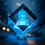 Regalo di cristallo cubo personalizzato con foto 3D incise per una persona cara Regalo di anniversario