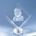 Regalo di cristallo cubo personalizzato con foto 3D incise per una persona cara Regalo di anniversario