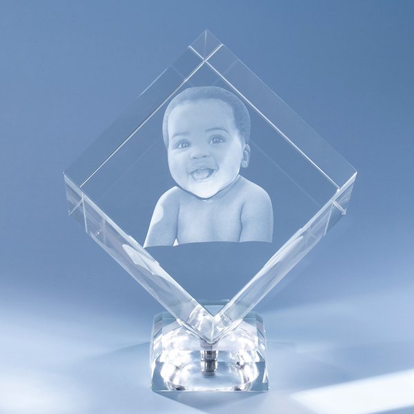 Regalo di cristallo cubo personalizzato con foto 3D incise per una persona cara Regalo di anniversario