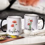 Personalized Birth Flower Bouquet 11oz Ceramic Coffee Mug Mother's Day Birthday Gift for Grandma Mom