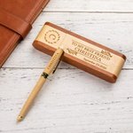 Personalized Natural Wood Ballpoint Pen & Case Set