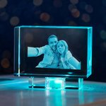 Personalized 3D Crystal Photo Engraved Gift for Dad Mom
