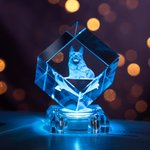 Regalo personalizzato in cristallo cubo inciso con foto 3D per la persona amata