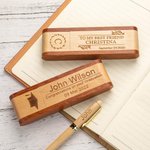 Personalized Natural Wood Ballpoint Pen & Case Set