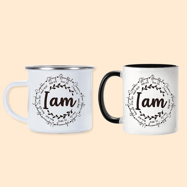 Tazza da campeggio in ceramica personalizzata I am Inspiration con nome