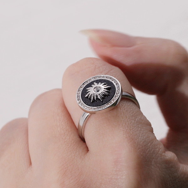 Personalized Sun Pattern Gemstone Anxiety Ring