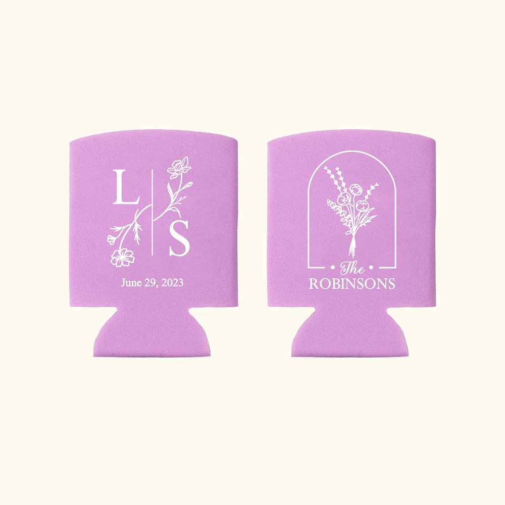 Étui pour Canette Personnalisé avec Initiale et Fleur de Naissance Glacière à Bière Cadeau Anniversaire Mariage