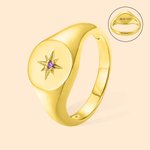 Personlig signetring med stjärna och födelsesten för kvinnor Smyckesgåva