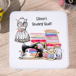 Personalized Metal Sewing Storage Tin with Painted Sewing Machine Gifts for Tailor