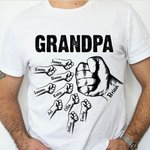Personalized Bro Fists Bump 100% Cotton T-shirt with 1-16 Names Birthday Father's Day Gift for Grandpa Dad