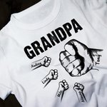 Personalized Bro Fists Bump 100% Cotton T-shirt with 1-16 Names Birthday Father's Day Gift for Grandpa Dad