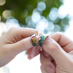 Personalized Matching Rainbow Heart Enamel Ring LGBTQ Jewelry Pride Month Valentine's Day Gift for Couple