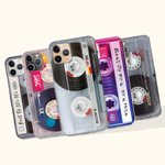 Coque Téléphone Vintage avec Nom Personnalisé Style Cassette Audio Casque pour Mixtape Style Rétro 80's pour Tous les Modèles d'iPhone