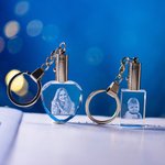 Llavero personalizado con foto en forma de rectángulo y corazón de cristal 3D que brilla con luz
