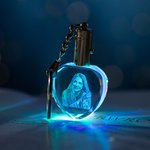 Llavero personalizado con foto en forma de rectángulo y corazón de cristal 3D que brilla con luz