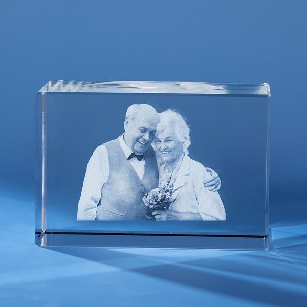 Gepersonaliseerd Gouden Verjaardag 3D Kristal Foto Gegraveerd Geschenk