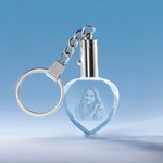 Llavero personalizado con foto en forma de rectángulo y corazón de cristal 3D que brilla con luz