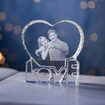 Regalo di cristallo personalizzato a forma di cuore per l'amore con foto 3D per la coppia