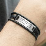 Bracelet en Cuir Tressé Personnalisé avec Noms Père et 1-6 Enfants à Motifs de Poings Cadeau Anniversaire Fête des Pères pour Papa Grand-Père