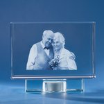 Personalised Golden Anniversary 3D Crystal Photo Engraved Gift