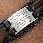 Bracelet en Cuir Tressé Personnalisé avec Noms Père et 1-6 Enfants à Motifs de Poings Cadeau Anniversaire Fête des Pères pour Papa Grand-Père